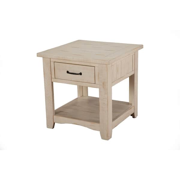 Home Rustic Collection Antique White, Antique White End Table With Drawers
