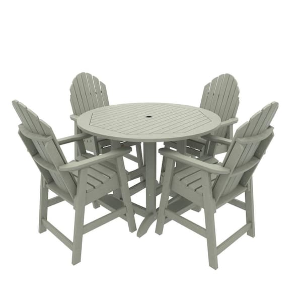 Highwood Sequoia Professional 5-Piece Commercial Grade Eucalyptus Counter Height Plastic Outdoor Dining Set in Eucalyptus