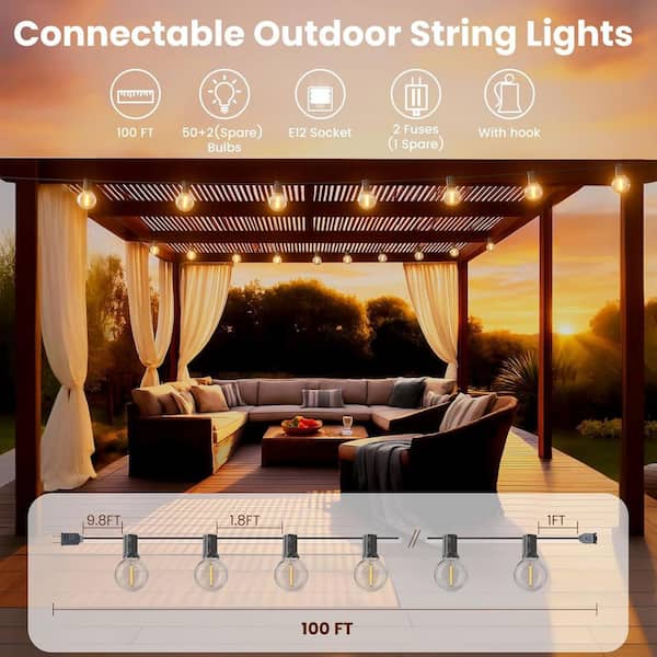 ZXXC G40 52-Light 100 ft. Indoor/Outdoor Plug-In LED Globe String