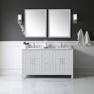 Tahoe 72 in. W x 21 in. D x 34 in. H Double Sink Vanity in Dove Gray with White Engineered Marble Top, Mirrors & Outlet