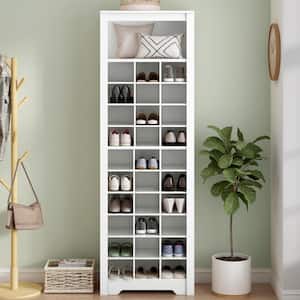 73.80 in. H x 24.40 in. W White Shoe Storage Cabinet with 30 Compartments, Large Storage Capacity