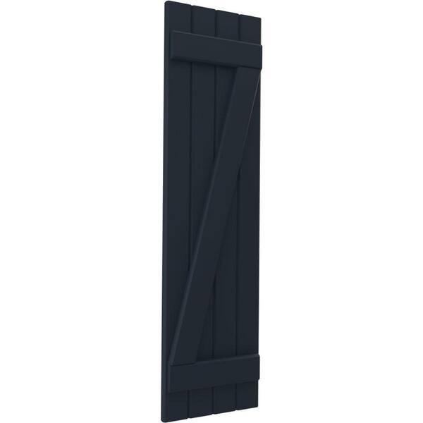 Ekena Millwork 14 in. W x 51 in. H Americraft 4-Board Exterior Real Wood Joined Board and Batten Shutters w/Z-Bar Starless Night Blue - image 3