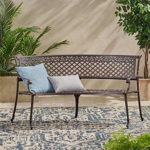 65 in. Copper Aluminum Modern Well-Designed Outdoor Bench