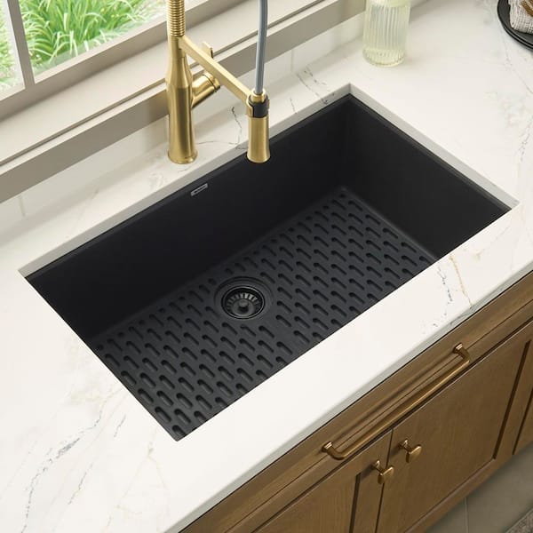 epiGranite 32 in. Undermount SIngle Bowl Urban Workstation-Ready Kitchen Sink in Midnight Black Granite Composite