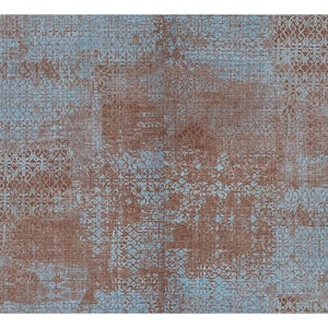 Allover Nero Blue Ironwork Texture Vinyl Non-Pasted Matte Repositionable Wallpaper