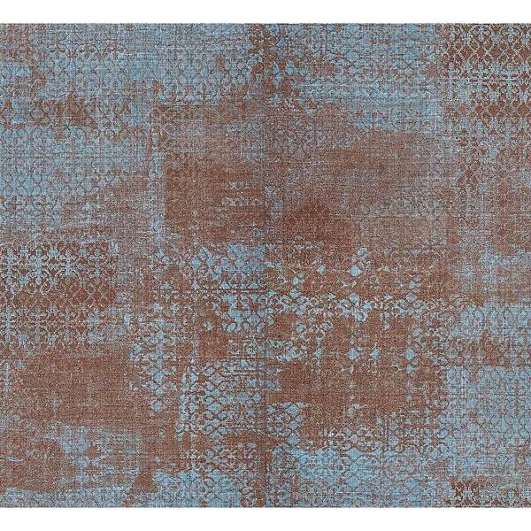 Brewster Home Fashions Allover Nero Blue Ironwork Texture Vinyl Non-Pasted Matte Repositionable Wallpaper
