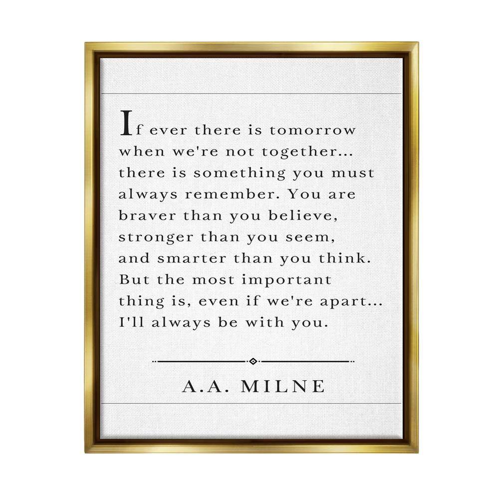 I'll Always Be With You A.A. Milne by Lettered and Lined Floater Frame Typography Wall Art Print 21 in. x 17 in. price history on PriceWatchPro