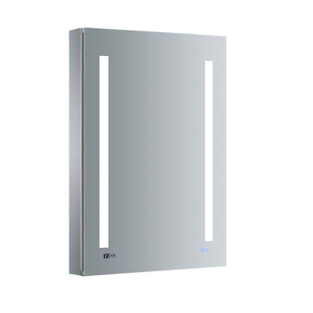 Elegant 24x36 Frameless LED Mirrored Medicine Cabinet with Digital Clock