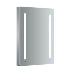 Tiempo 24 in. W x 36 in. H Recessed or Surface Mount Medicine Cabinet with LED Lighting, Mirror Defogger and Left Hinge