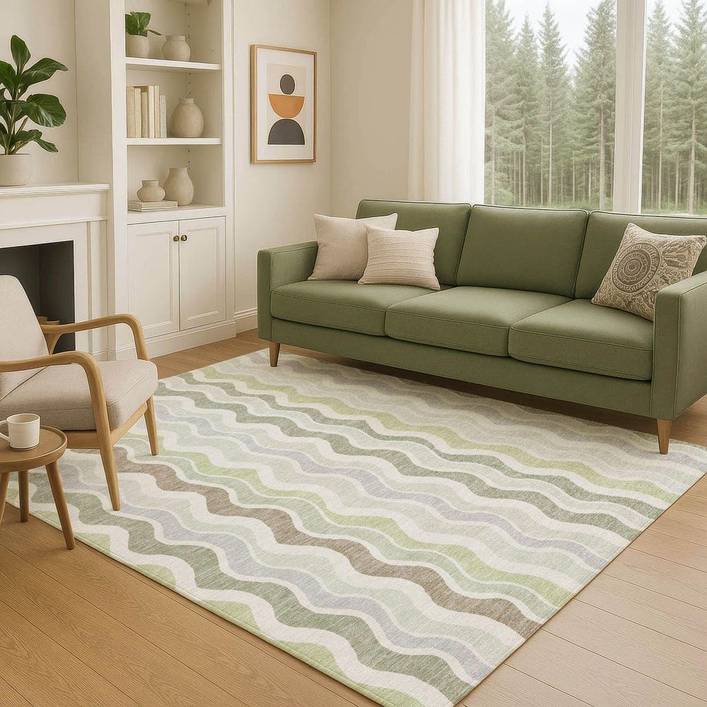 Chantille Machine Washable Indoor/Outdoor Abstract ACN2342 Aloe 3 ft. x 4 ft. Area Rug price history on PriceWatchPro