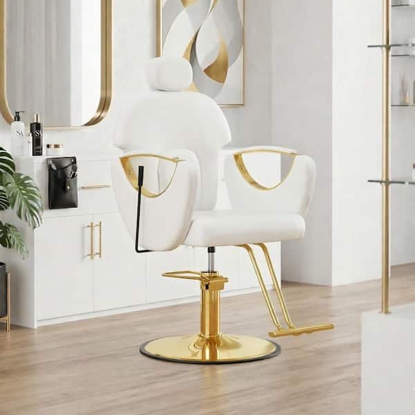 beaute 　椅子 360° PU Reclining Barber Chair for Hair Stylist Height Adjustable