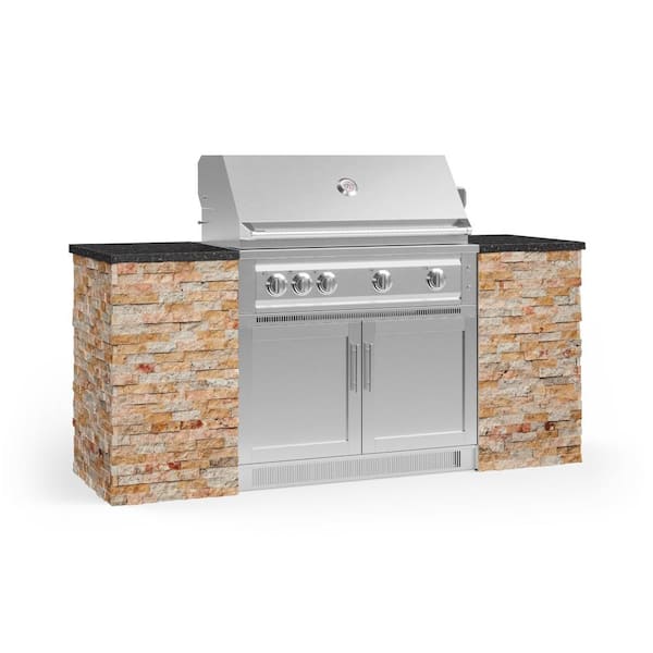 NewAge Products Signature Series 79.16 in. x 25.5 in. x 51 in. 6-Piece Outdoor Kitchen Cabinet Set with Natural Gas 40 in. Grill