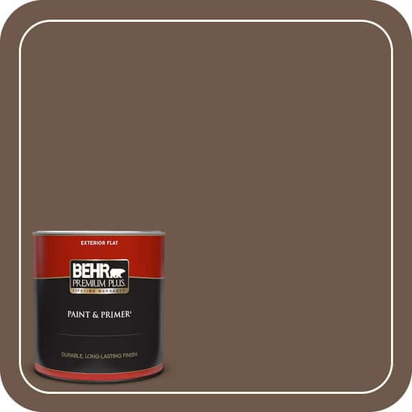 behr rustic tobacco BEHR PREMIUM PLUS 1 qt. #N230-7 Rustic Tobacco Flat Exterior Paint & Primer  430004