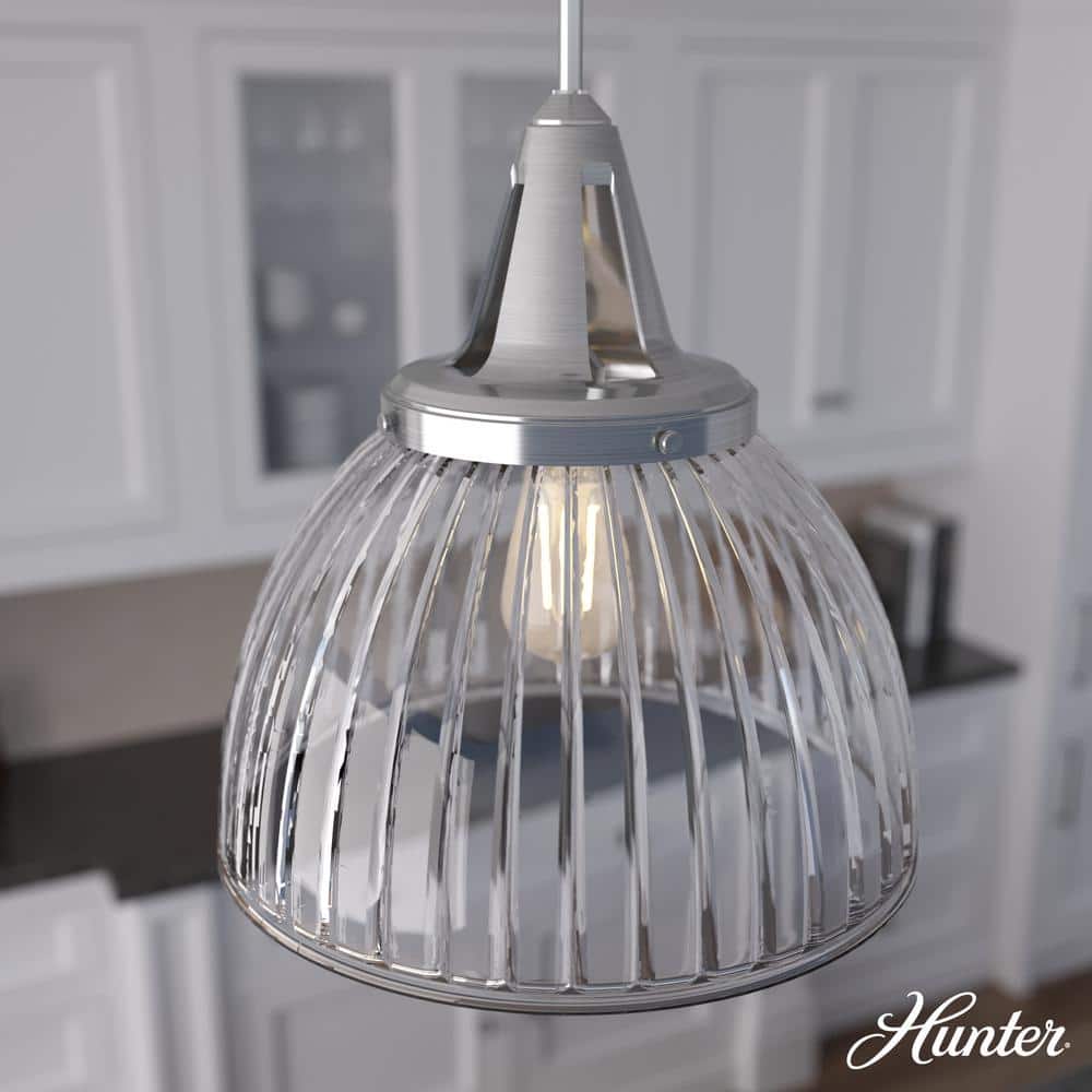 Cypress Grove Large Brushed Nickel Clear Glass Dome Pendant Light