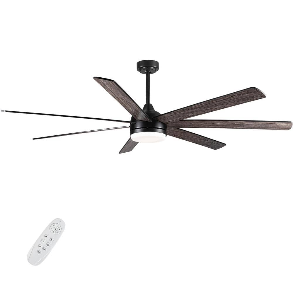 72 in.Indoor Black Plus Brown Farmhouse Ceiling Fan with Plywood Blades for