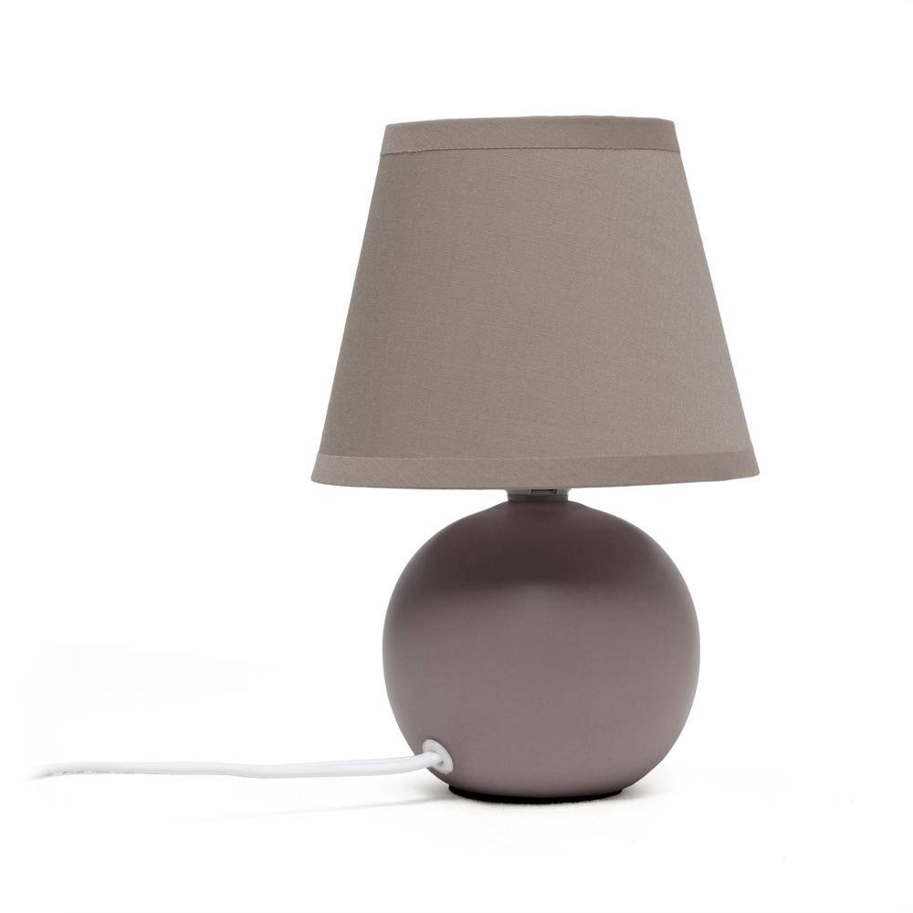 Gray Petite Ceramic Orb Base Table Lamp with Fabric Shade