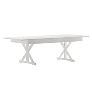 96 in. Rectangle Antique Rustic White Wood with Wood Frame Trestle Base Dining Table (Seats 8)