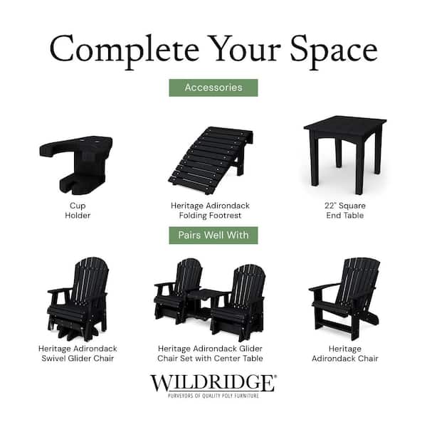 Wildridge Heritage Black Plastic Outdoor Child Adirondack Chair