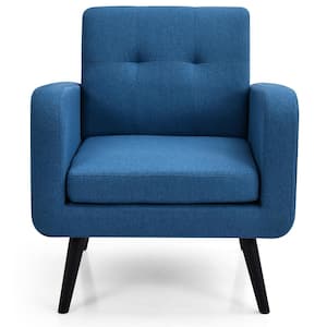 Blue Fabric Mid Century Single Accent Chair