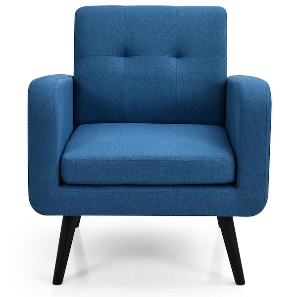 Costway Blue Fabric Mid Century Single Accent Chair