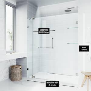 Pirouette 60 to 66 in. W x 72 in. H Pivot Frameless Shower Door in Brushed Nickel with 3/8 in. (10mm) Clear Glass