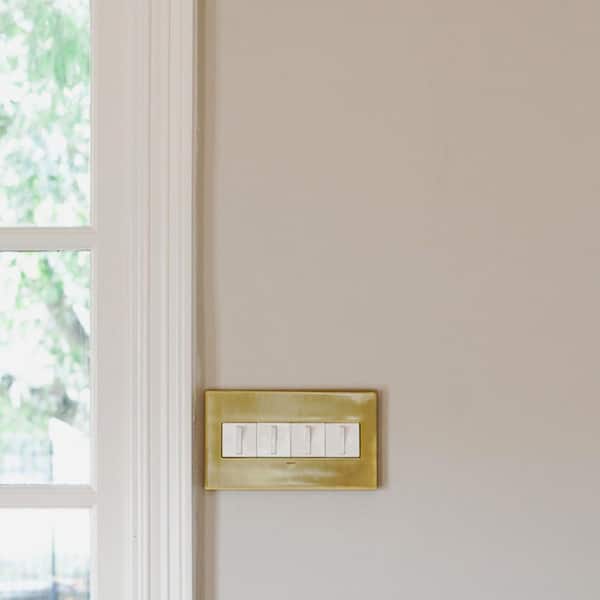 adorne 4 Gang Decorator/Rocker Wall Plate, Brushed Brass (1-Pack)