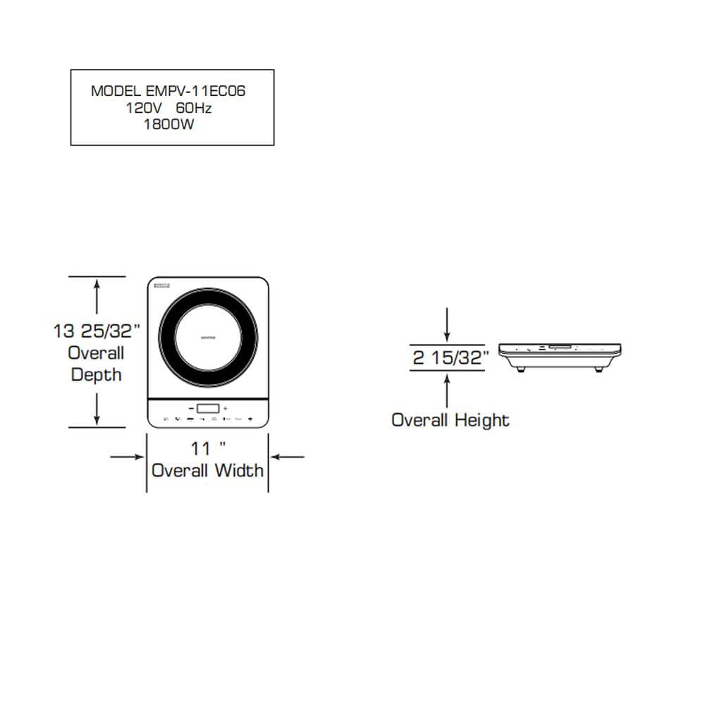 Empava Black Portable Single Burner Induction Cooktop