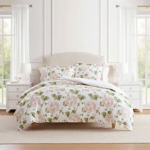 MARTHA STEWART Farmhouse Toile 3-Piece White/Blue Quartz/Mtn Range