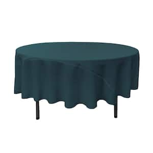 90 in. Dark Teal Polyester Poplin Round Tablecloth