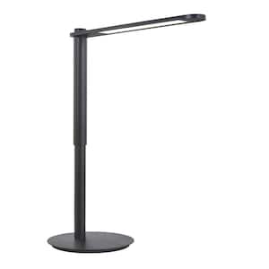 Kovacs 19.5 in. Anodized Brushed Black Dimmable Integrated LED Table Lamp with Rotary Dimmer Switch and Aluminum Shade