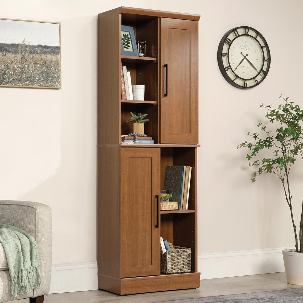 Sienna Oak Adjustable Shelving Tall Storage Cabinet