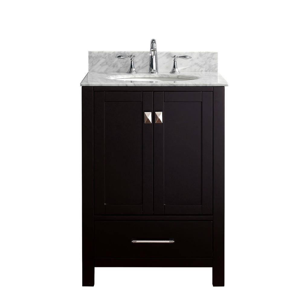 Virtu USA Caroline Avenue 25 in. W Bath Vanity in Espresso with Marble ...