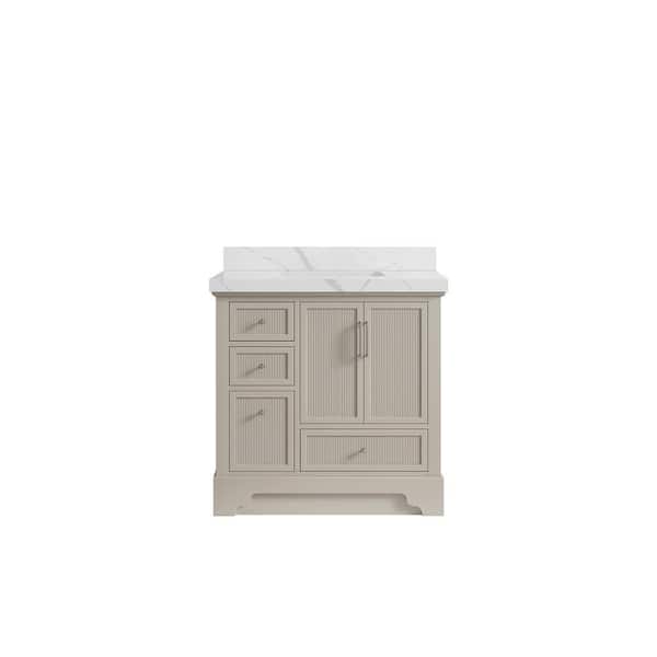 Willow Collections Alys 36 in. W x 22 in. D x 36 in. H Single Sink Bath Vanity Center in Fine Grain with 2 in. Calacatta Laza Qt. Top
