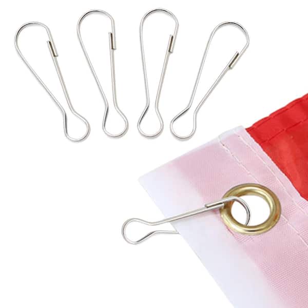 Flag Pole Clip Snaps Hook Stainless Steel Flagpole Accessories (4-Pack)