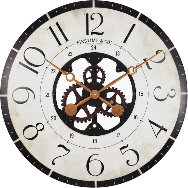 Multi-Color Oversized Carlisle Gears Wood Frame Rustic Style Wall Clock 27 in 