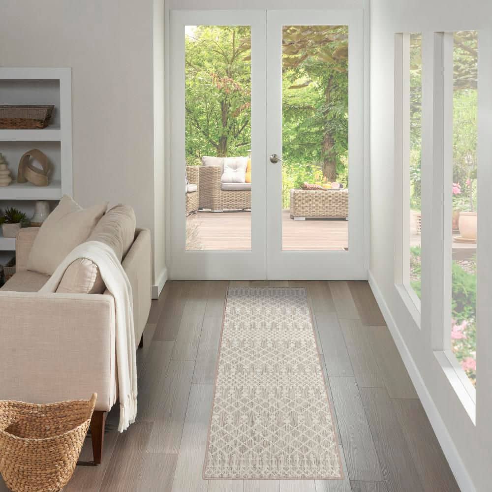 Positano Light Grey 2 ft. x 12 ft. Moroccan Contemporary Runner Area Rug price history on PriceWatchPro