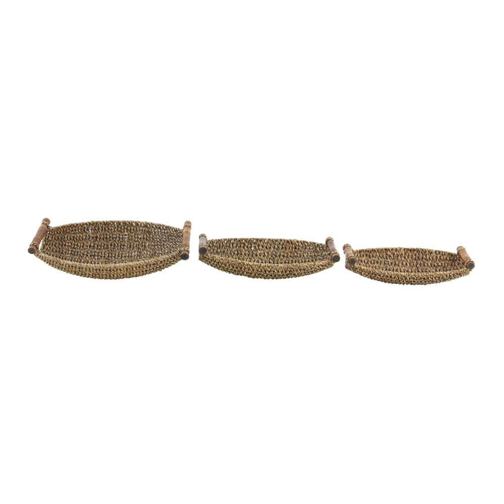Coastal Charm Seagrass Oval Storage Basket with Metal Handles