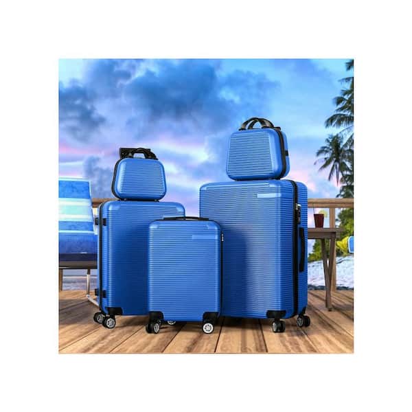 HIKOLAYAE 5-Piece Carry On Horizontal Stripe Luggage Set with