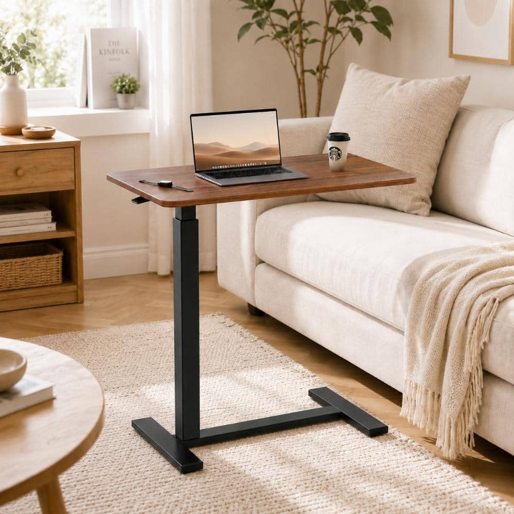 WONDER COMFORT 27.56 in. Rust Brown Laptop Desk with Wheels