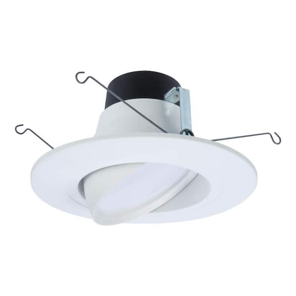HALO LA 5 in. and 6 in. 2700K White Integrated LED Recessed Ceiling Light Fixture Adjustable Gimbal Trim Title 20 compliant