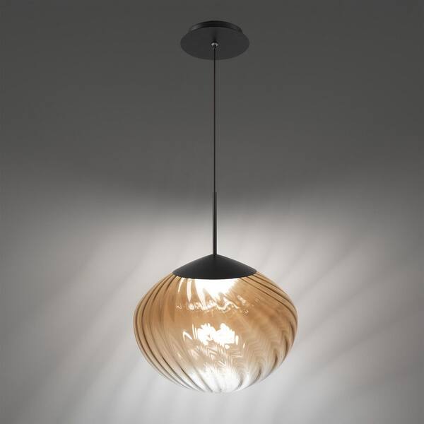 WAC Lighting Swayzey 9 in. 1-Light Black/Amber Glass Indoor Mini