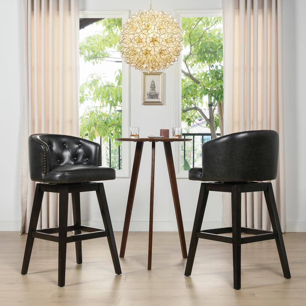Jennifer Taylor Davidson 30 In Swivel Low Back Bar Stool Vintage Black Brown Faux Leather 81110 Mfb The Home Depot Jennifer Taylor Davidson 30 In Swivel, Black Faux Leather Curtain Brown