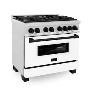 Autograph Edition 36 in. 6 Burner Dual Fuel Range in Fingerprint Resistant Stainless Steel, White Matte and Matte Black