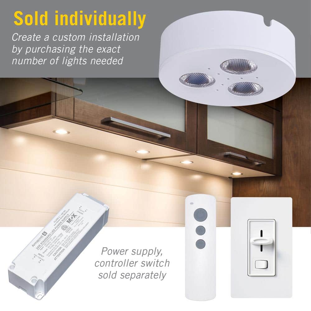 Matte White 4000K LED Puck Light for Cabinets