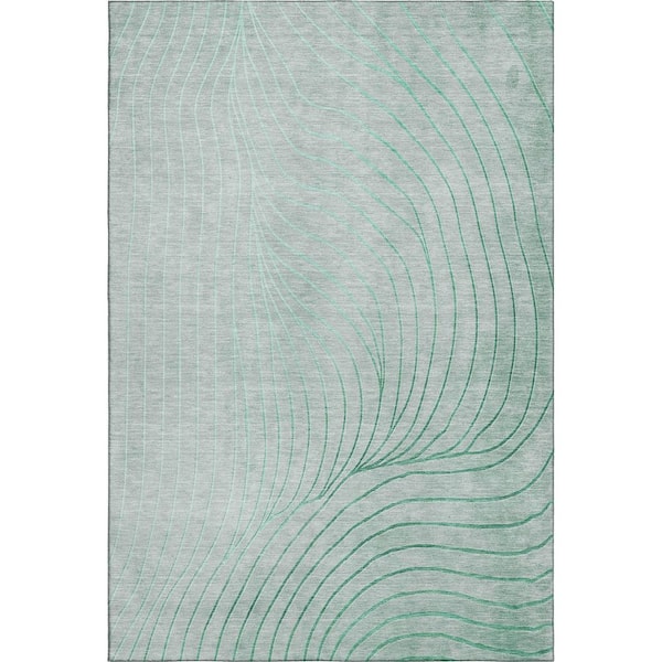Mayfield Premium Machine Washable Abstract AMF2107 Mint 3 ft. x 5 ft. Area Rug