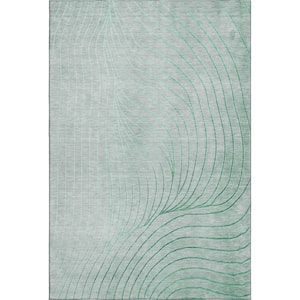 Mayfield Premium Machine Washable Abstract AMF2107 Mint 8 ft. x 10 ft. Area Rug