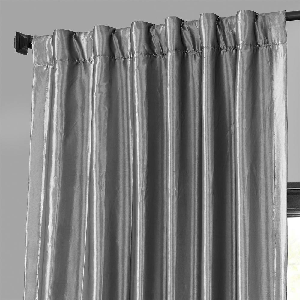 Platinum Blackout Faux Silk Taffeta Curtain Panel, 50W X 120L