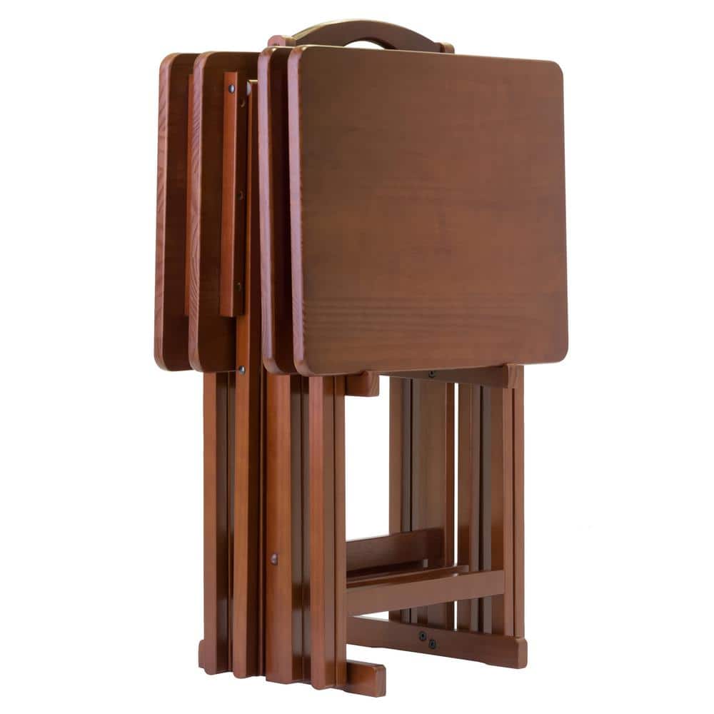 Alex19.06 in. Walnut 5-Piece Snack Table - thumbnail 4