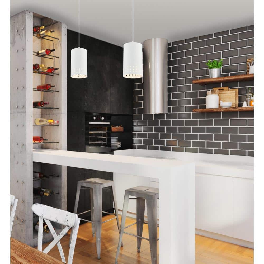 Mini Brushed Nickel and White Glass Pendant Light