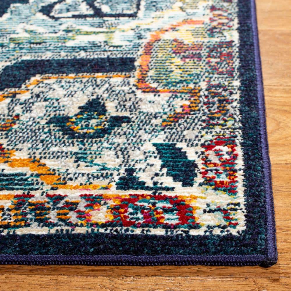 Vibrant Floral Elegance Multicolor Synthetic 7' Square Area Rug